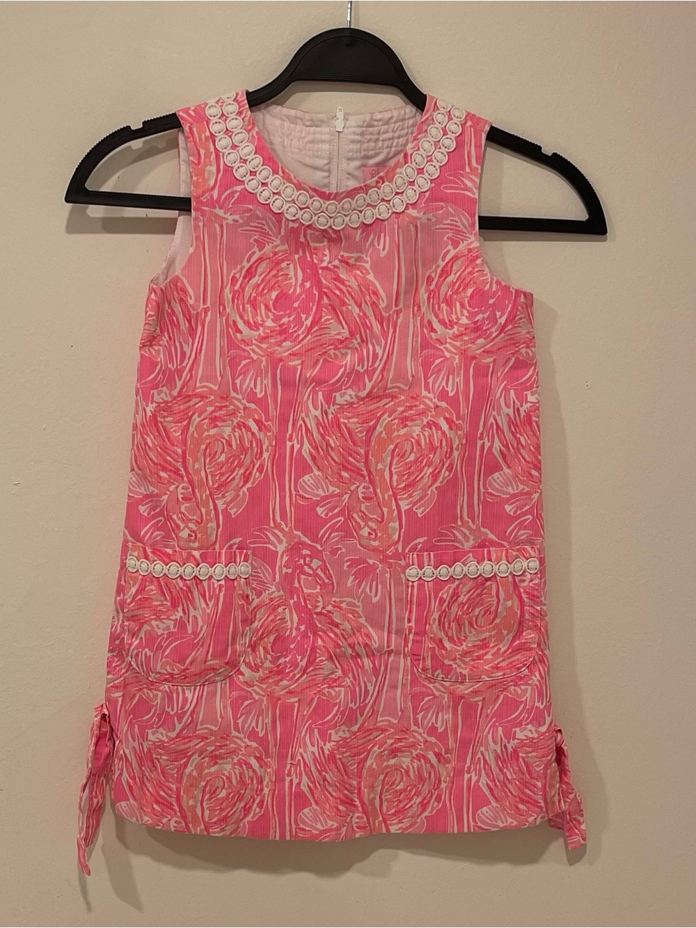 Lilly Pulitzer Girls Pink Flamingo Print Classic Shift Dress sleeveless